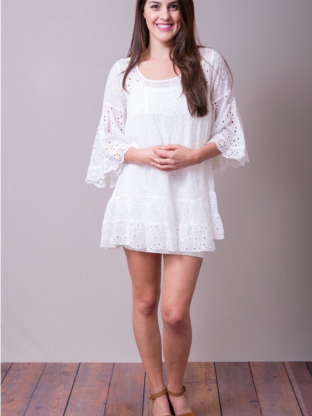 Johnny Was White Eyelet Tunic Dress